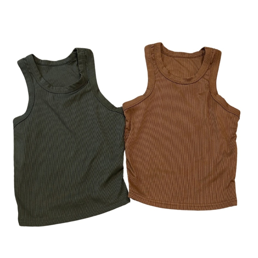 Ribbed Tank Bundle | Brown/Green | Size S